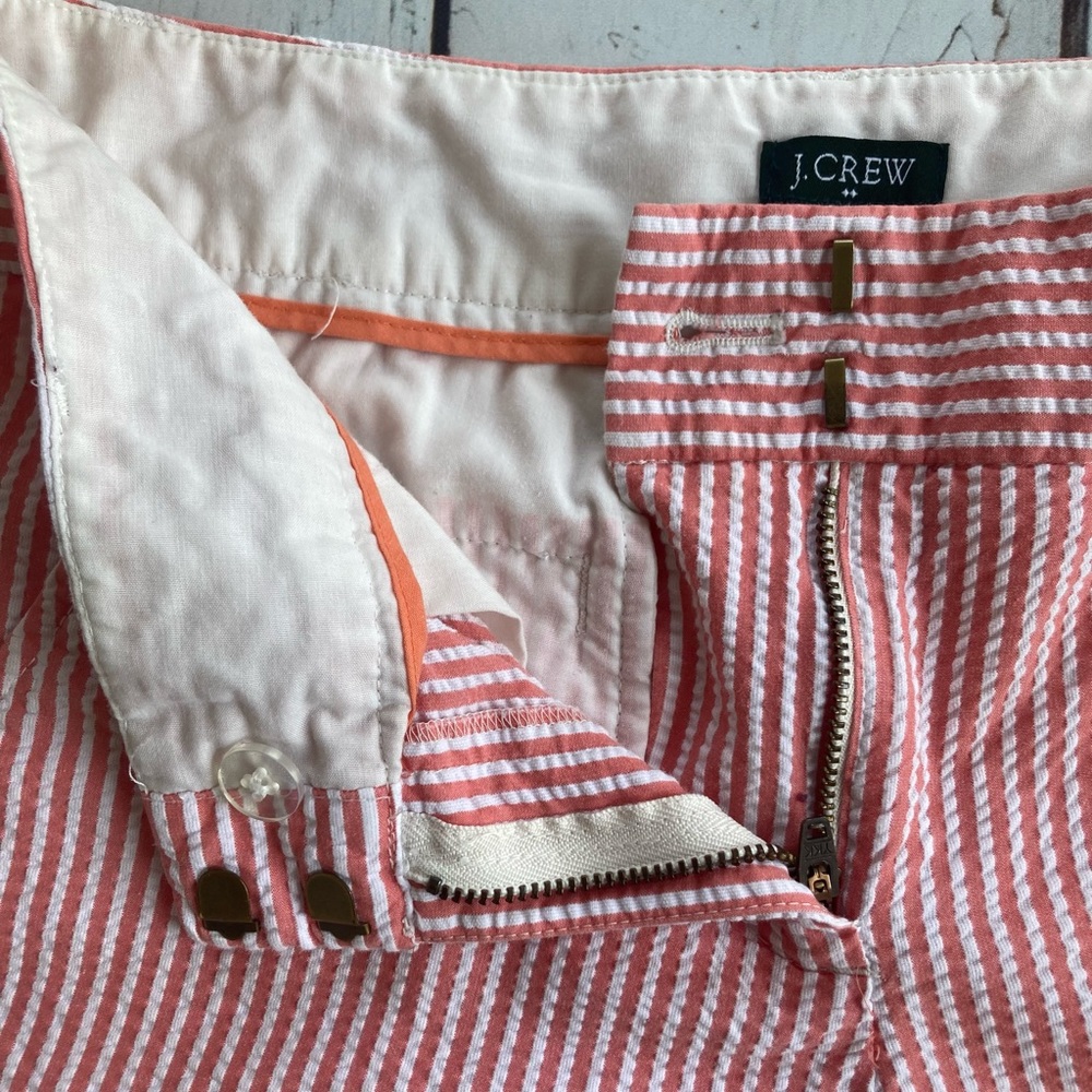 J Crew City Fit Shirts Size 4 Coral & White Striped - Picture 3 of 8